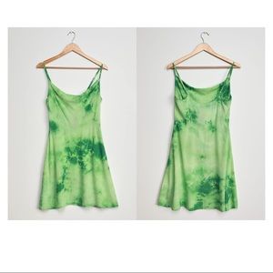 Lulu Green Tie-Dye Cowl Neck Mini Slip Dress
